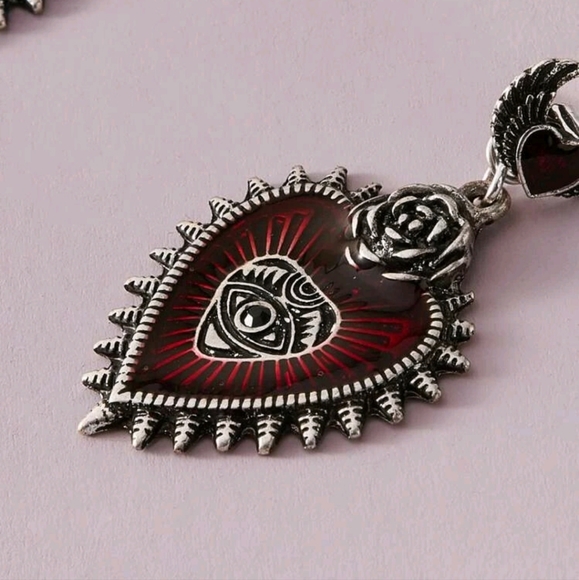 Goth at Heart Front/Back Drop Heavy Dangle Earrings - Picture 2 of 2